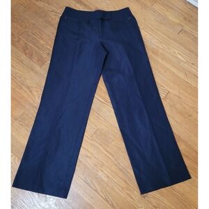 Liz Claiborne Wide Leg Linen Blend Pants Preppy Minimalist Career 8 Blue Audra